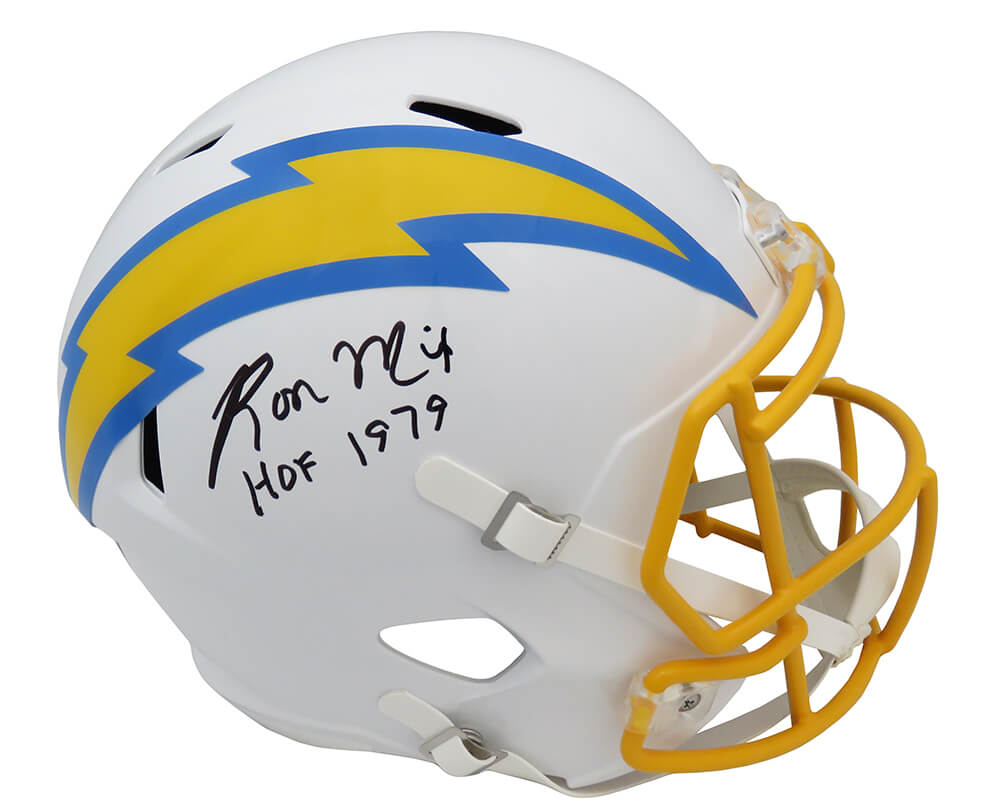 Ron Mix Signed Chargers Riddell Full Size Speed Replica Helmet w/HOF 1979