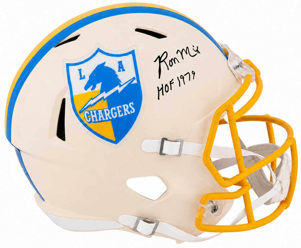 Ron Mix Signed Chargers RETRO Riddell Full Size Speed Replica Helmet w/HOF'79