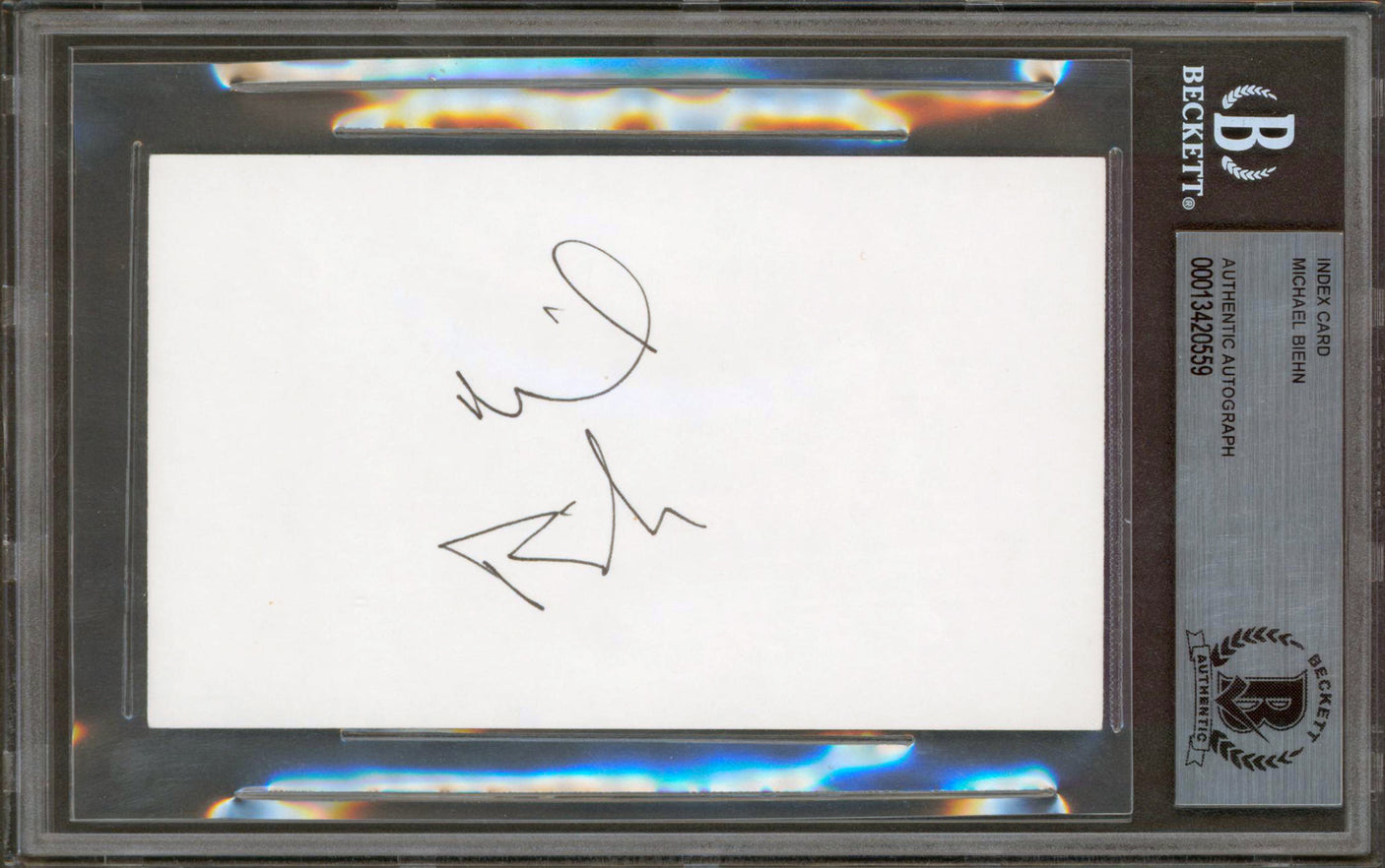 Michael Biehn Terminator Authentic Signed 3x5 Index Card Autographed BAS Slabbed