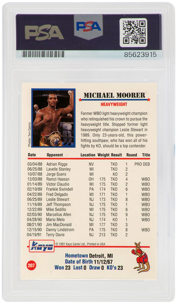 Michael Moorer Signed 1991 Kayo Boxing Card #207 w/Double M - (PSA Encapsulated)