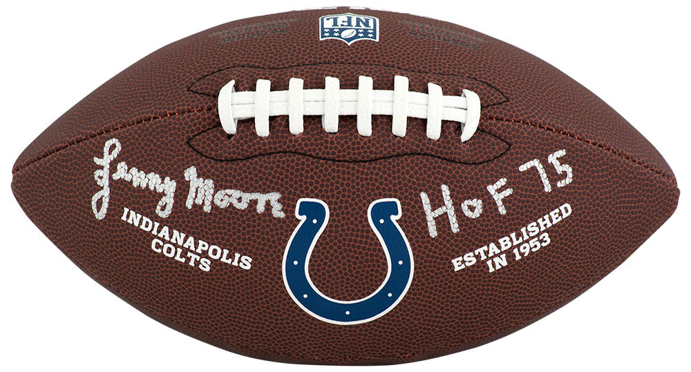 Lenny Moore Signed Colts Logo Wilson Brown Full Size Football w/HOF'75