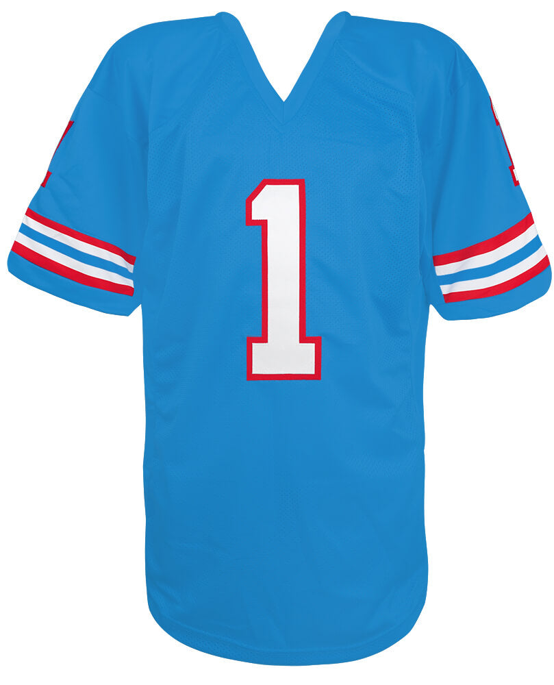 Warren Moon Signed Blue Throwback Custom Football Jersey w/HOF'06
