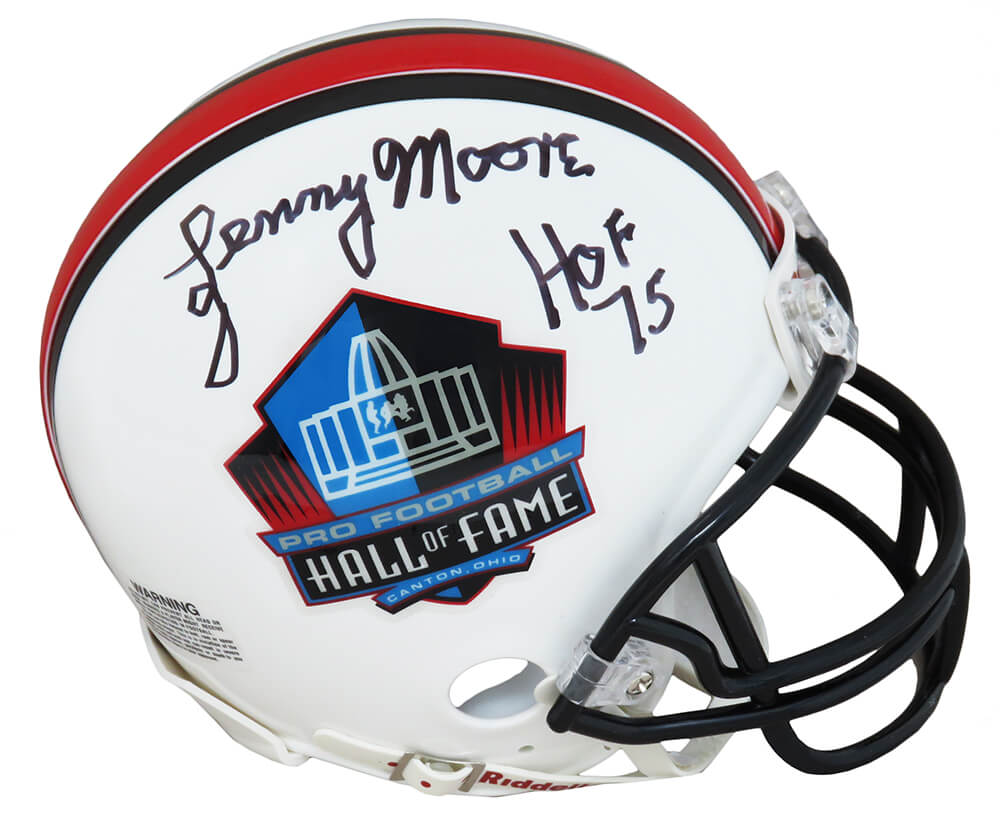 Lenny Moore Signed Hall Of Fame Riddell Mini Helmet w/HOF'75