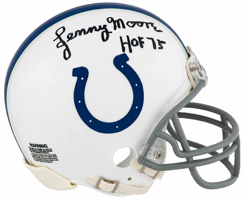Lenny Moore Signed Colts (VSR4) Riddell Mini Helmet w/HOF'75