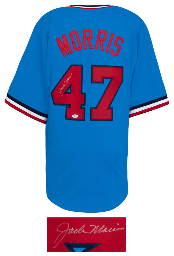 Jack Morris Signed Baby Blue Throwback Custom Baseball Jersey