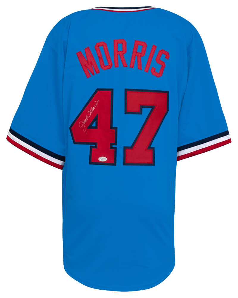 Jack Morris Signed Baby Blue Throwback Custom Baseball Jersey