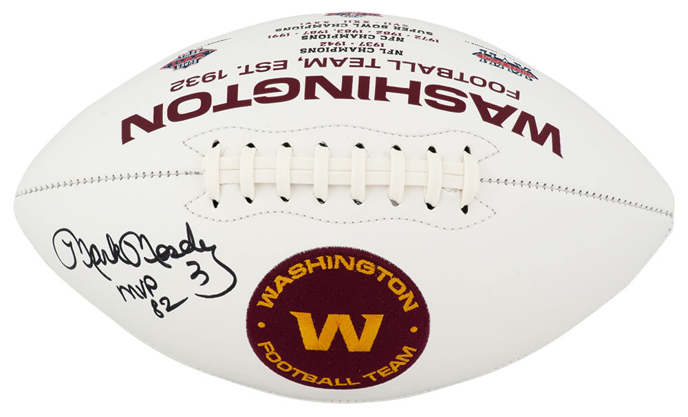 Mark Moseley Signed Washington Football Team Rawlings White Logo Football w/MVP'82