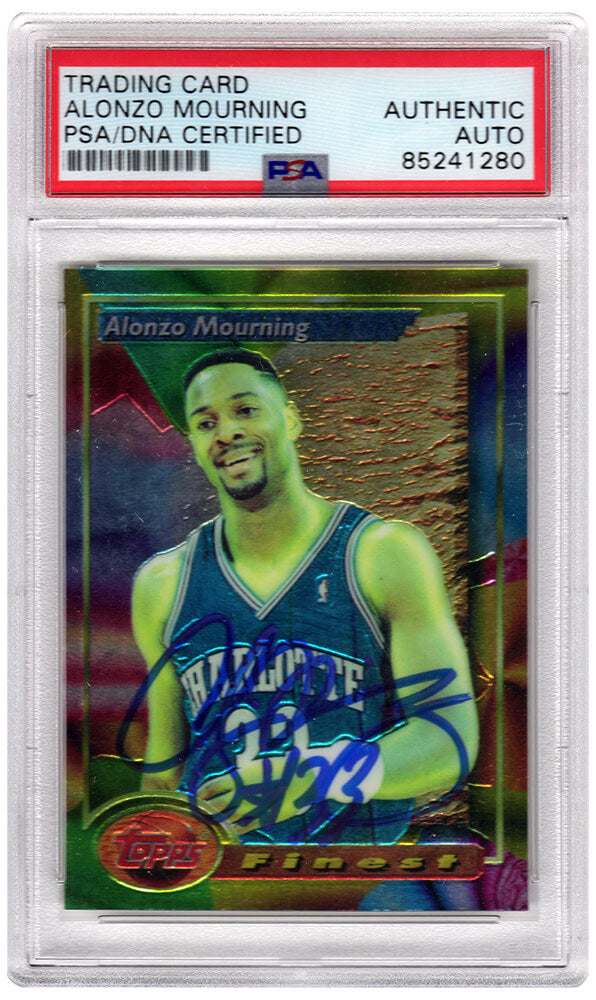 Alonzo Mourning Signed Charlotte Hornets 1993-94 Topps Finest Basketball Trading Card #201 - (PSA Encapsulated)