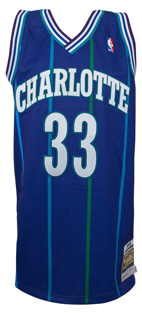 Alonzo Mourning Signed Charlotte Hornets Throwback 1994 Purple M&N Authentic Basketball Jersey