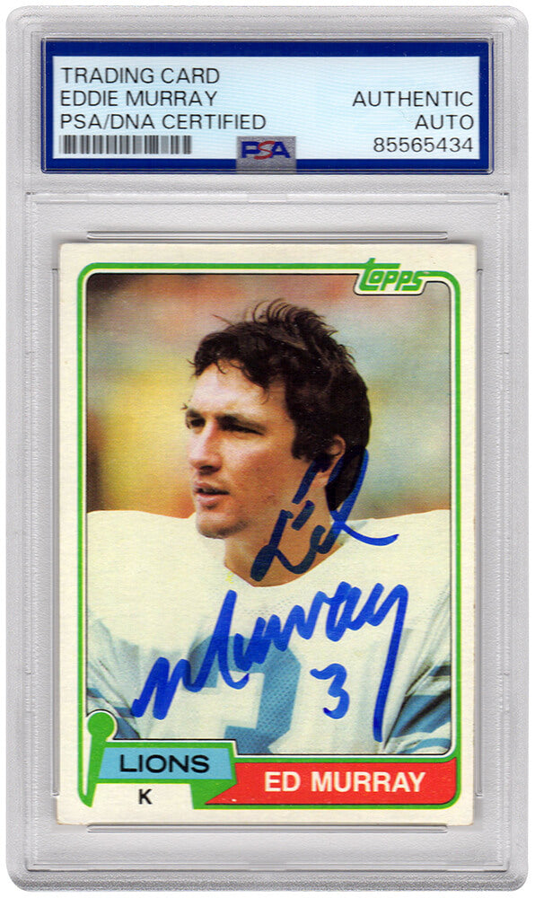 Eddie Murray Signed Detroit Lions 1981 Topps Rookie Football Trading Card #440 - (PSA Encapsulated)