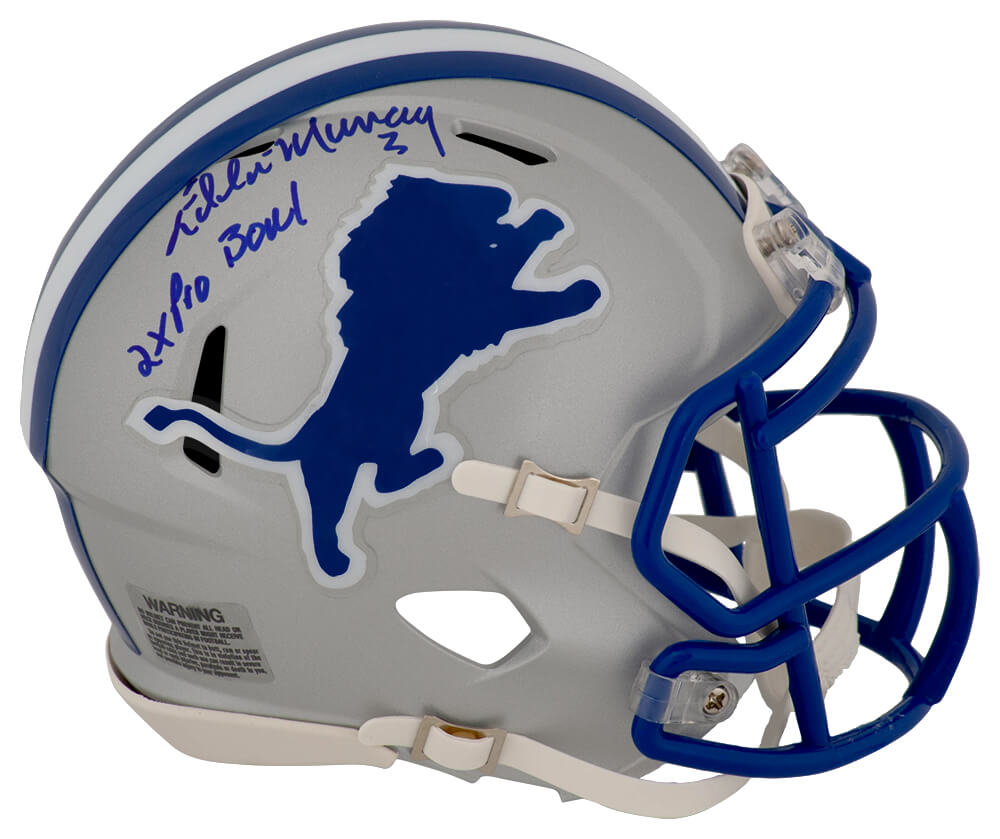 Eddie Murray Signed Detroit Lions Throwback Riddell Speed Mini Helmet w/2x Pro Bowl