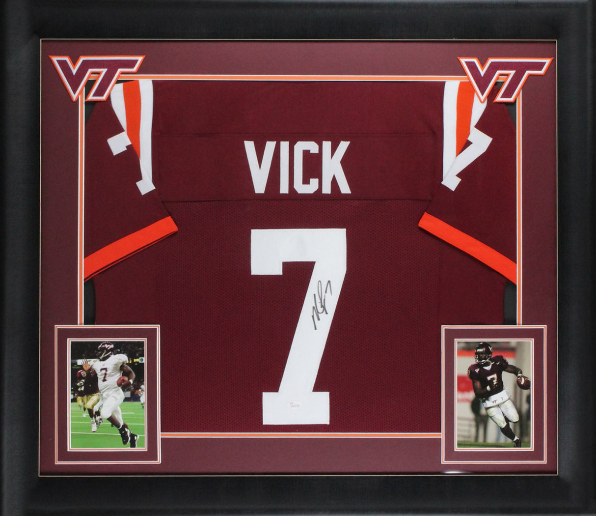 Virginia Tech Michael Vick Authentic Signed Maroon Framed Jersey JSA Witness