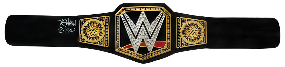 Kevin Nash Signed WWE Heavyweight Champion Black Replica Wrestling Belt w/2x HOF