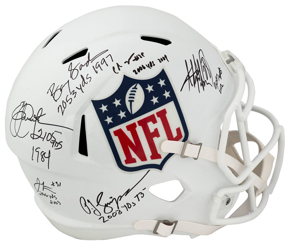 2,000 Yard Rushing Club Signed NFL Logo Riddell Full Size Speed Replica Helmet w/6 Signatures & Yard Totals