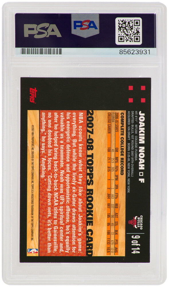 Joakim Noah Signed Bulls Topps Rookie Basketball Trading Card #9 - (PSA Encapsulated)