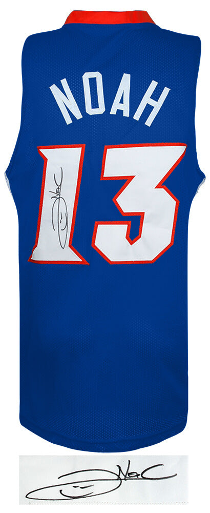 Joakim Noah Signed Blue Custom College Basketball Jersey