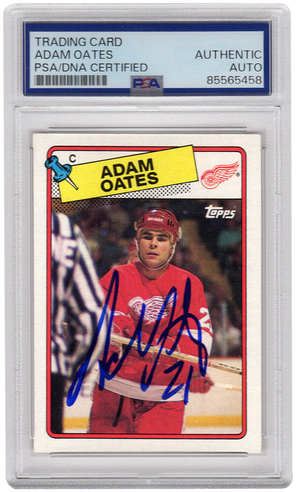 Adam Oates Signed Detroit Red Wings 1988 Topps Hockey Trading Card #161 - (PSA Encapsulated)