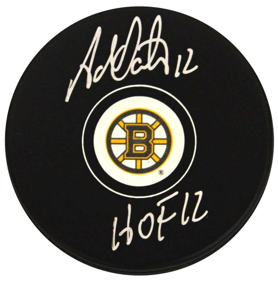 Adam Oates Signed Boston Bruins Logo Hockey Puck w/HOF 12