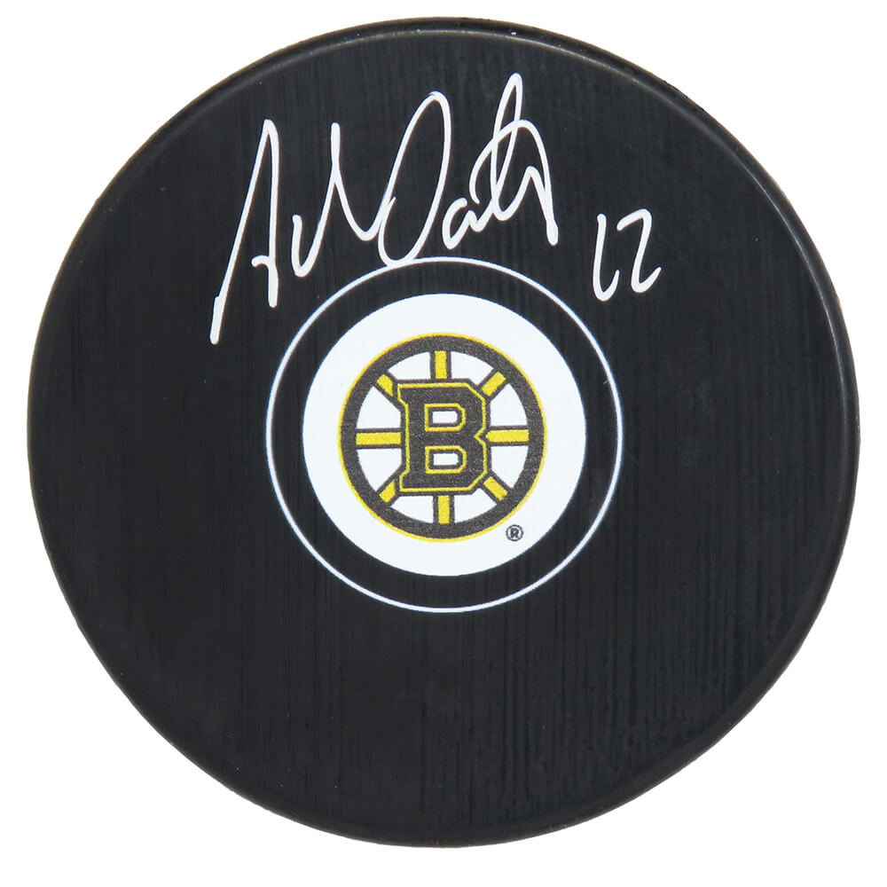 Adam Oates Signed Boston Bruins Logo Hockey Puck