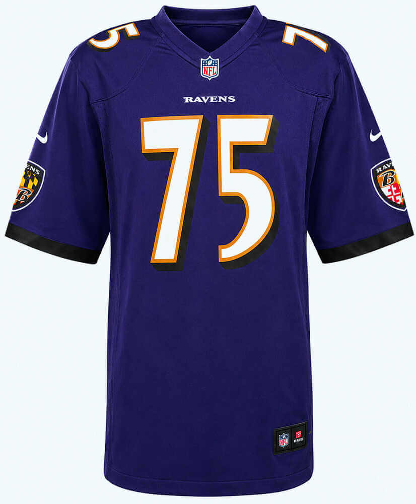 Jonathan Ogden Signed Baltimore Ravens Purple Nike Replica Football Jersey w/HOF'13