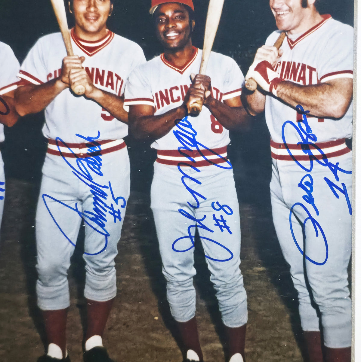 Big Red Machine Autographed Framed 8x10 Photo Cincinnati Reds With 4 Signatures Including Pete Rose PSA/DNA #L61197
