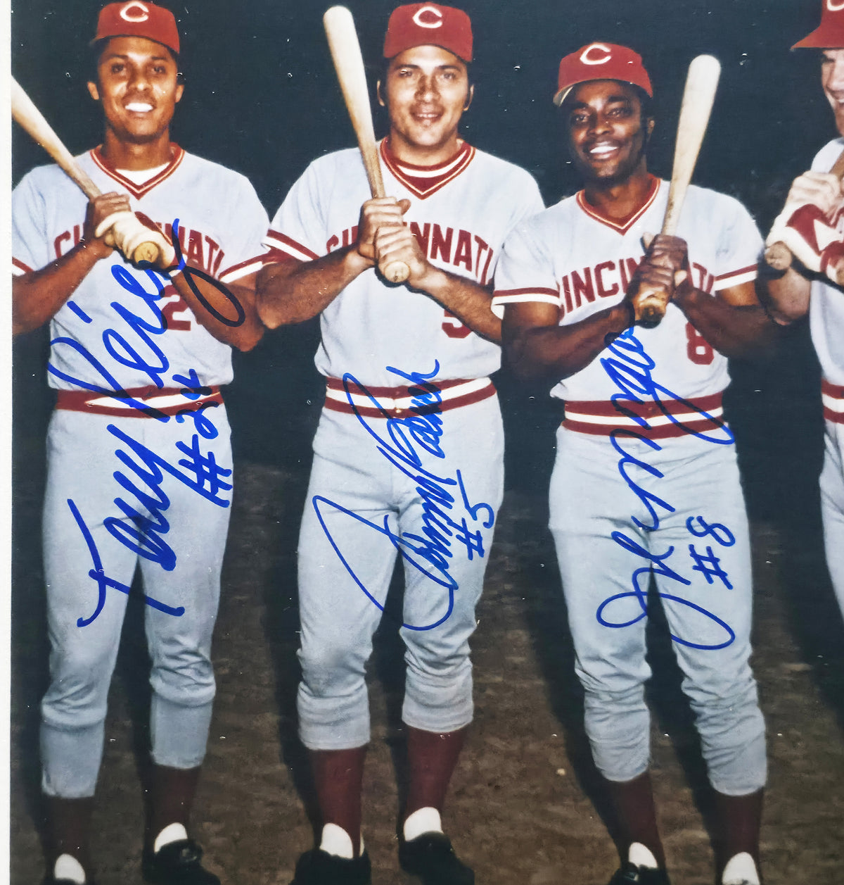 Big Red Machine Autographed Framed 8x10 Photo Cincinnati Reds With 4 Signatures Including Pete Rose PSA/DNA #L61197
