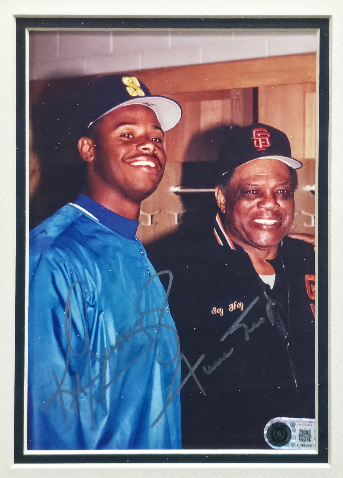 Willie Mays & Ken Griffey Jr. Autographed Framed 8x10 Photo Beckett BAS #AG020305