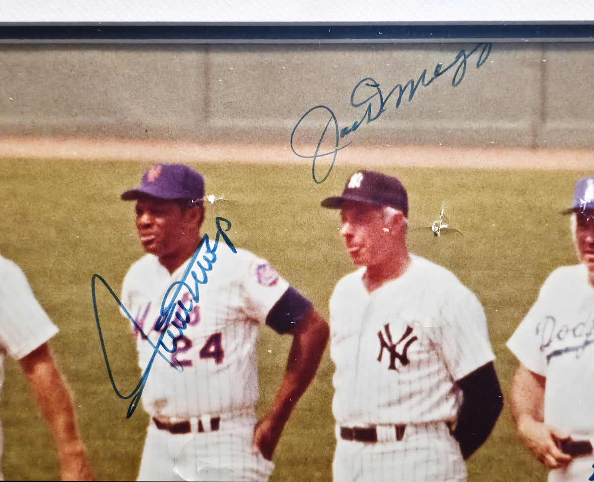 New York Baseball Legends Autographed Framed 16x20 Photo With 4 Signatures Including Mickey Mantle & Joe DiMaggio JSA #ZZ10735