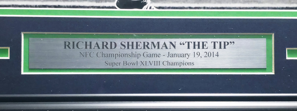 Richard Sherman Autographed Framed 16x20 Photo Seattle Seahawks The Tip RS Holo #13097