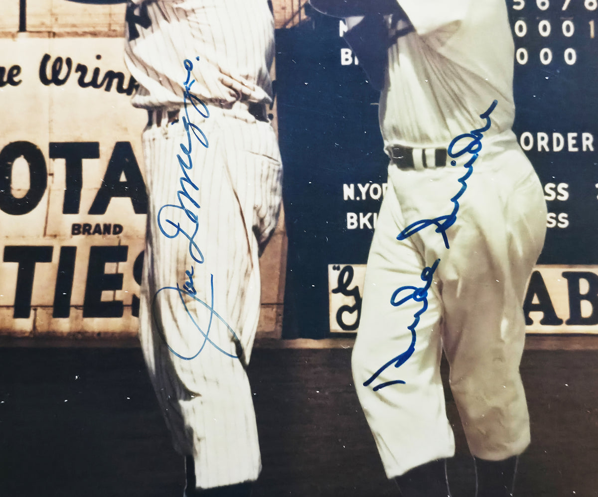 New York Baseball Legends Autographed Framed 16x20 Photo With 4 Signatures Including Mickey Mantle & Joe DiMaggio Beckett BAS #AG020310