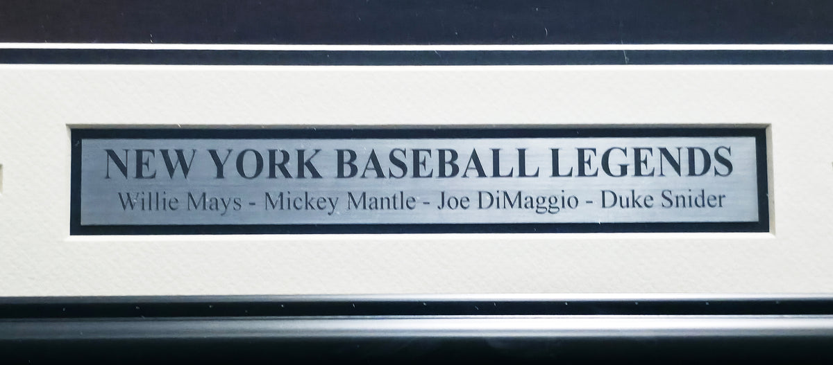 New York Baseball Legends Autographed Framed 16x20 Photo With 4 Signatures Including Mickey Mantle & Joe DiMaggio Beckett BAS #AG020310