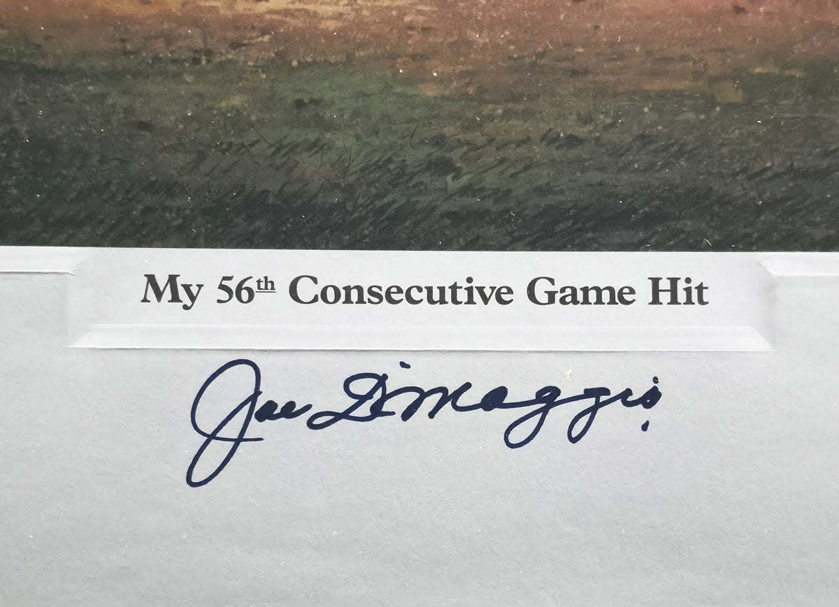 Joe DiMaggio Autographed Framed 20x24 Lithograph Photo New York Yankees 56th Consecutive Hit Game #602/1000 PSA/DNA #AE03845