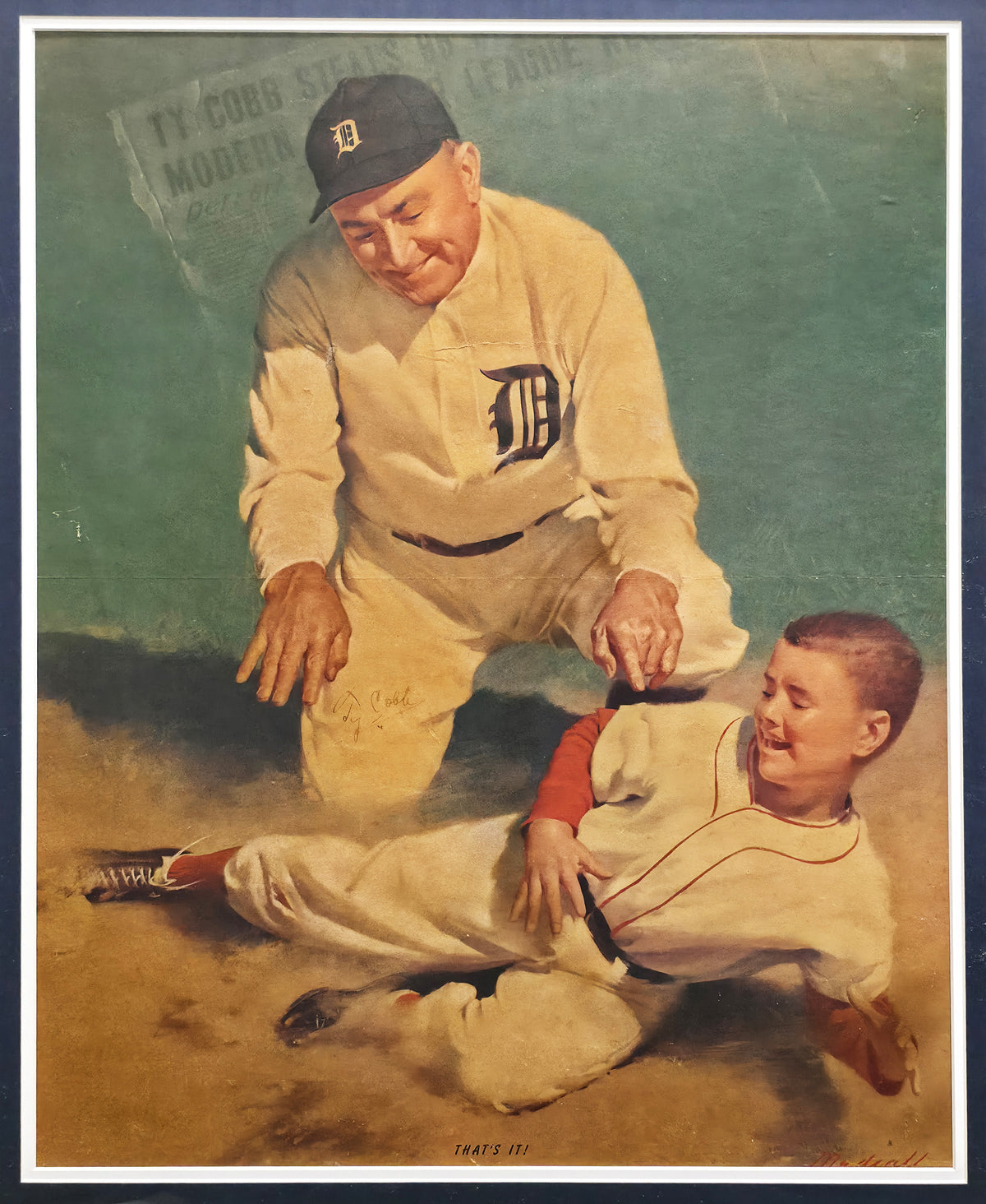 Ty Cobb Autographed Framed 21x26 Poster Photo Detroit Tigers PSA/DNA #AO09304
