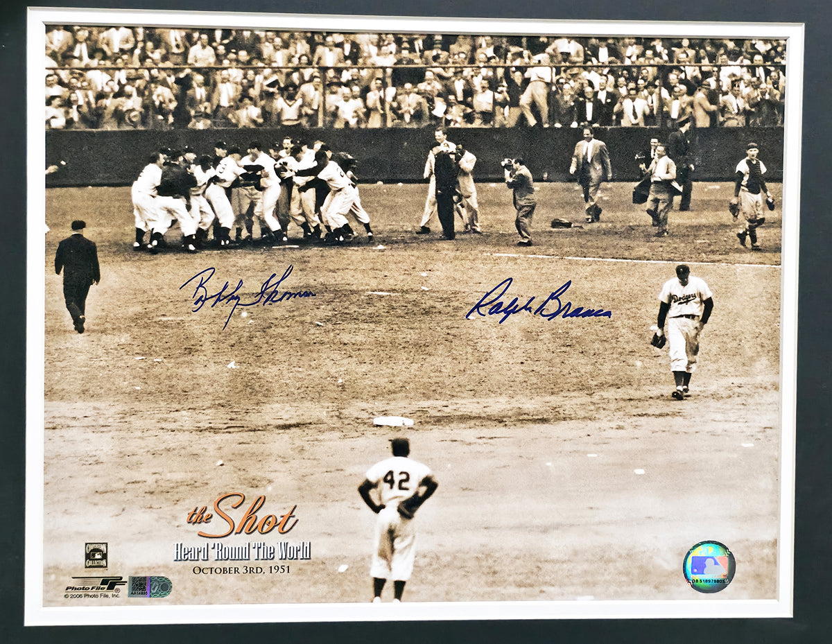 Bobby Thomson & Ralph Branca Autographed Framed 11x14 Photo Shot Heard Round the World SKU #268261
