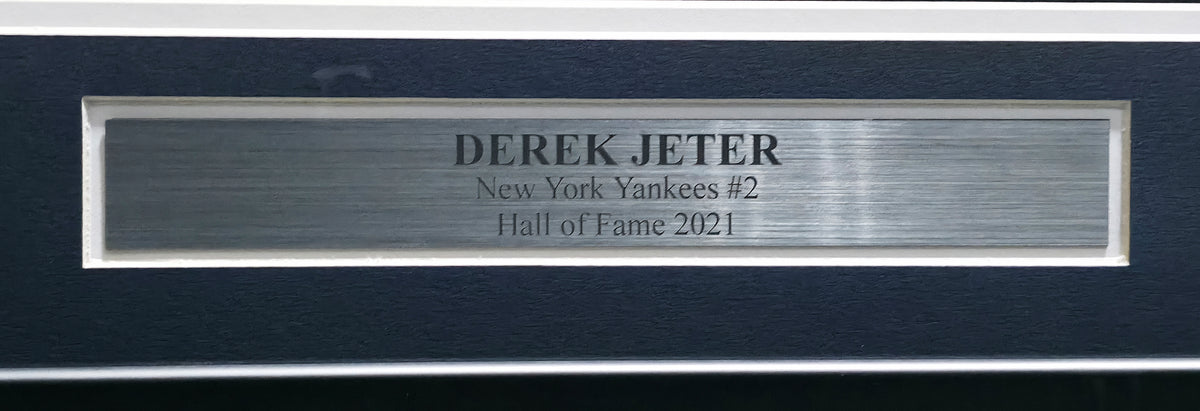 New York Yankees Derek Jeter Autographed Framed White Nike 2020 Hall of Fame Patch Jersey Fanatics Holo #GL68115672