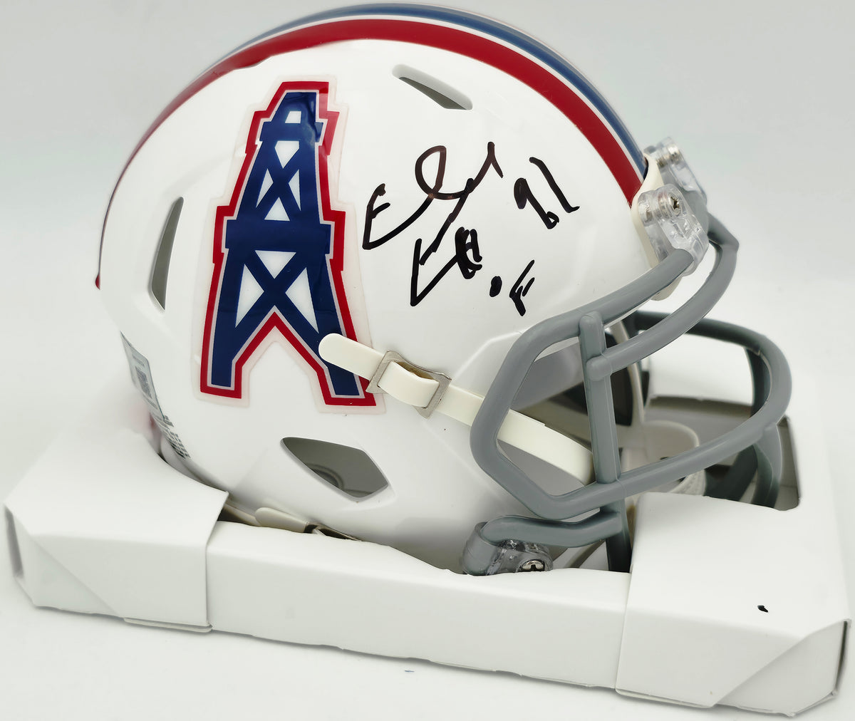 Earl Campbell Autographed Houston Oilers White Speed Mini Helmet "CHOF 91" Beckett BAS Witness #5W113174