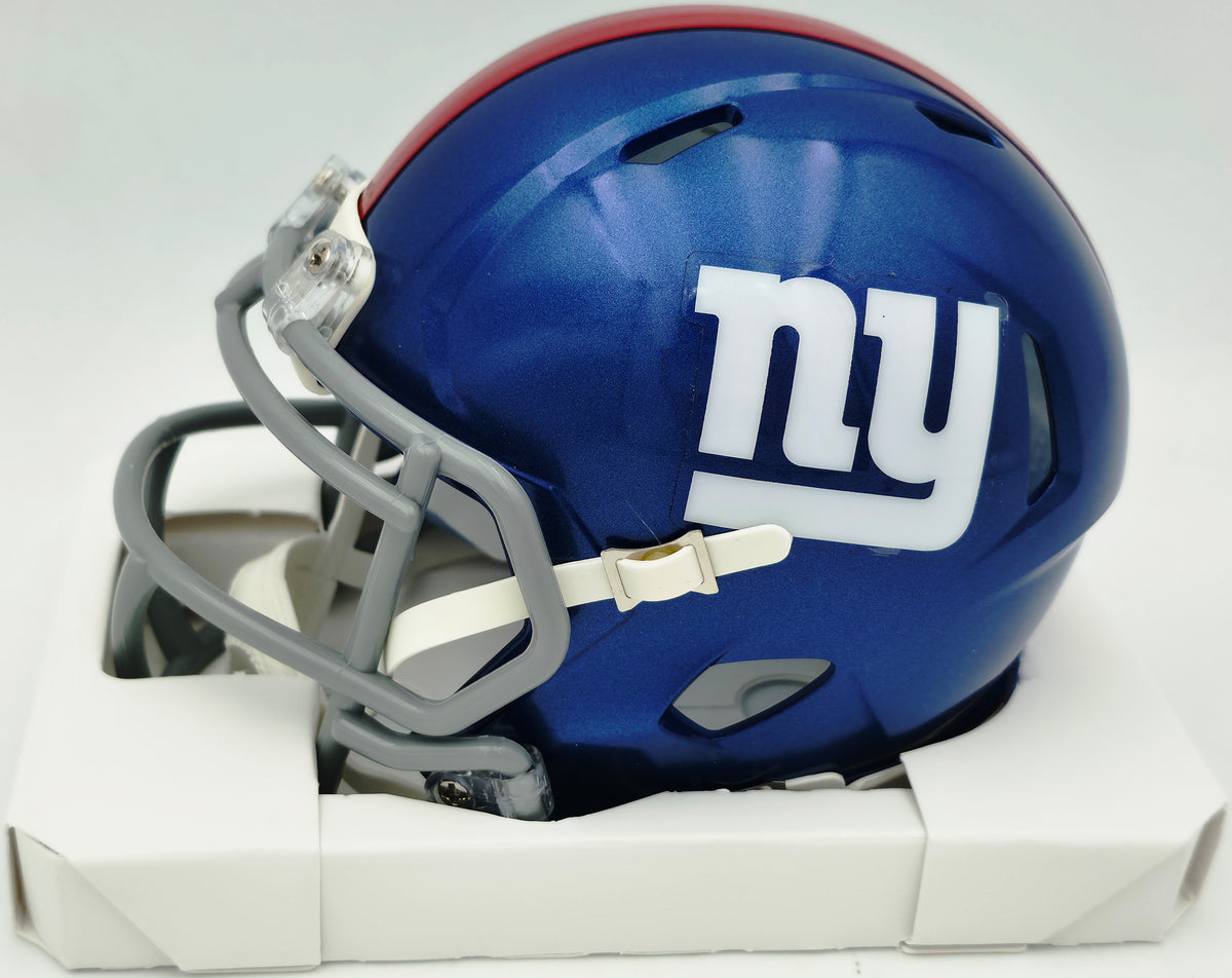 Cam Skattebo Autographed New York Giants Blue Speed Mini Helmet Beckett BAS QR #BX32792