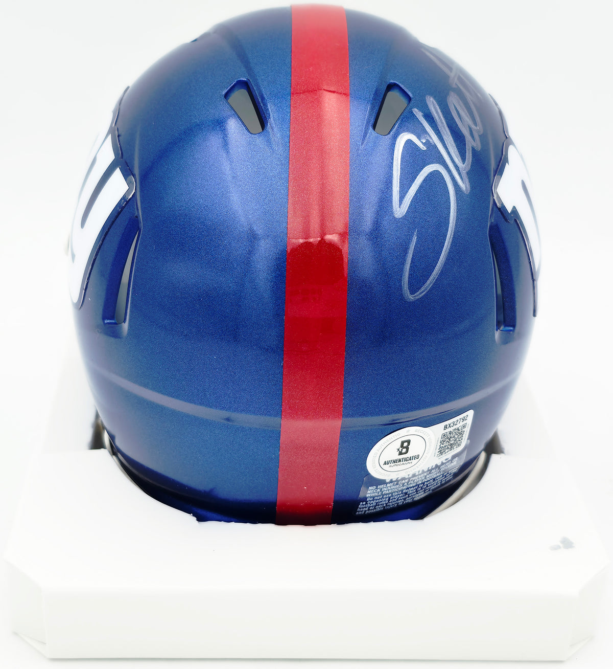 Cam Skattebo Autographed New York Giants Blue Speed Mini Helmet Beckett BAS QR #BX32792
