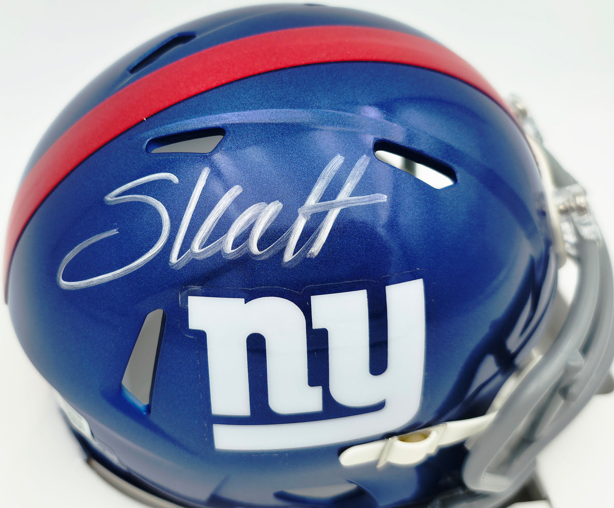 Cam Skattebo Autographed New York Giants Blue Speed Mini Helmet Beckett BAS QR #BX32789
