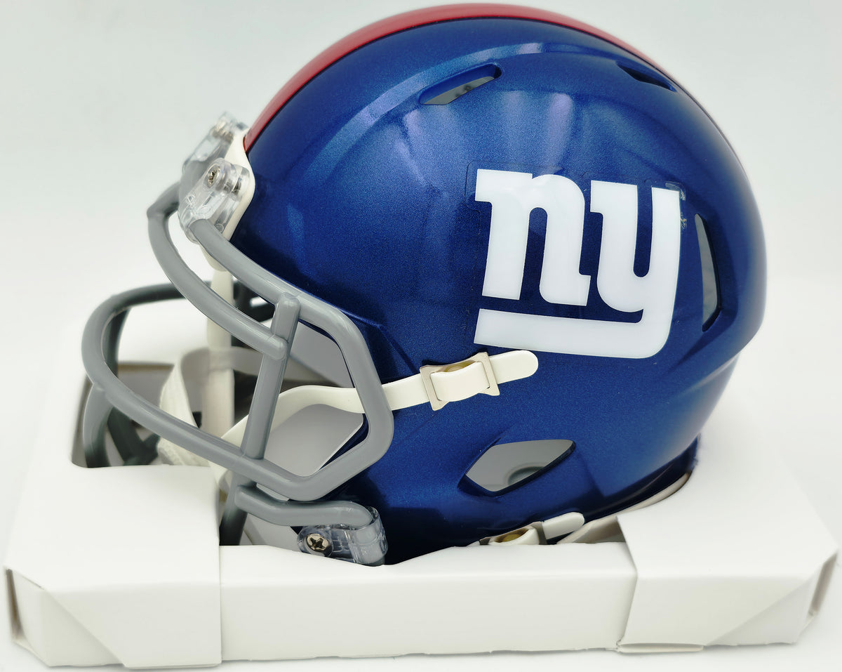 Cam Skattebo Autographed New York Giants Blue Speed Mini Helmet Beckett BAS QR #BX32789