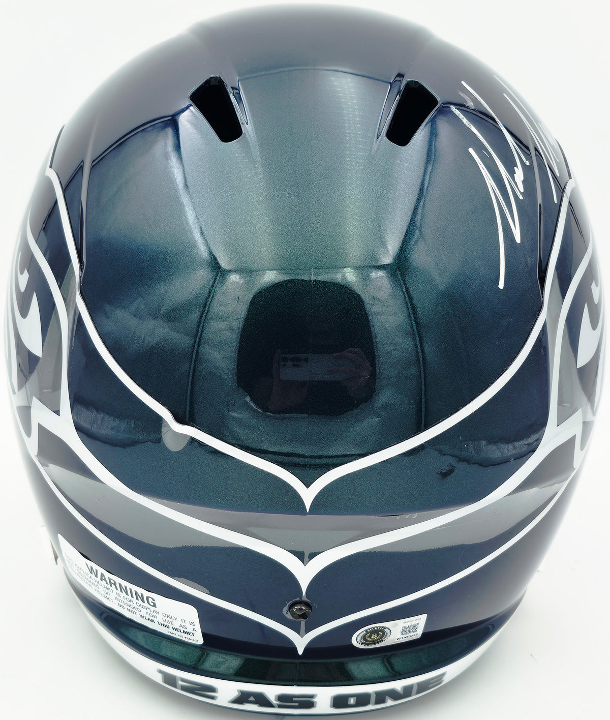 Mike Macdonald Autographed Seattle Seahawks Rivalries Full Size Speed Replica Helmet "We Did Not Care" (Smudged) Beckett BAS Witness #4W801943
