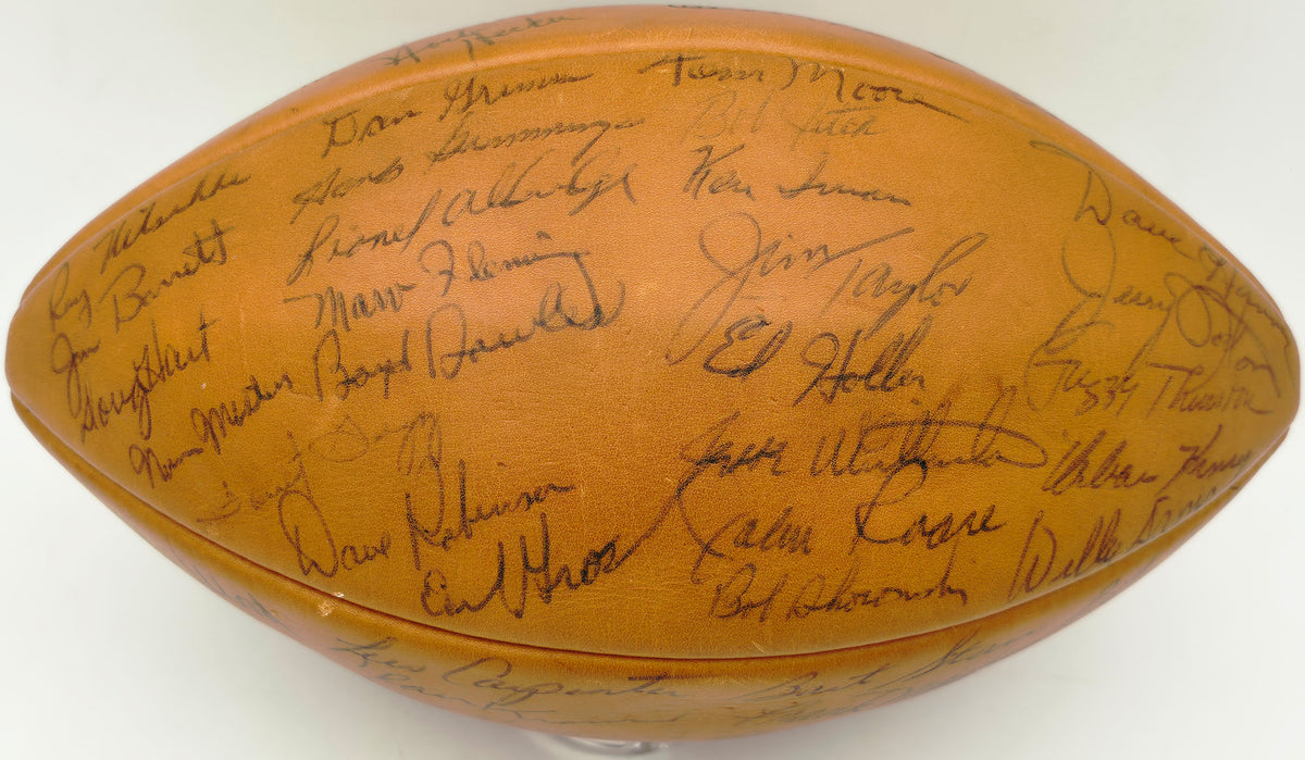 1963 Green Bay Packers Autographed Official NFL Leather Football With 49 Signatures Including Vince Lombardi & Bart Starr Beckett BAS #AG007963