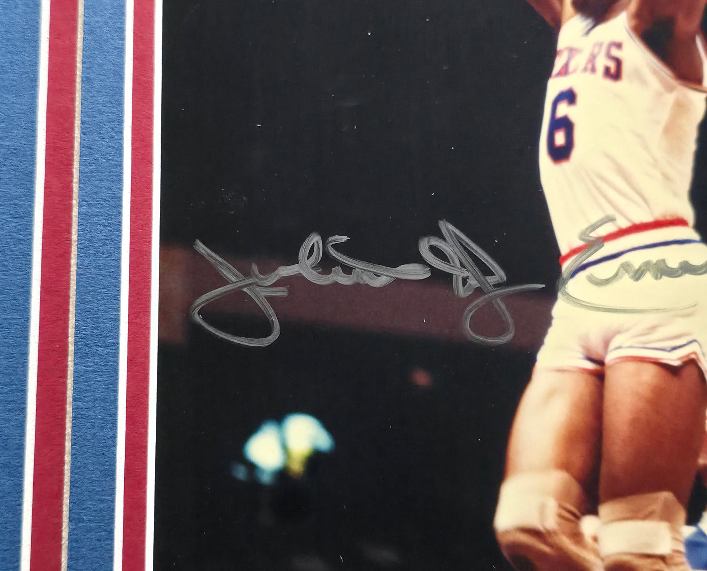 Julius "Dr. J" Erving Autographed Framed 8x10 Photo Philadelphia 76ers Beckett BAS #BS12758