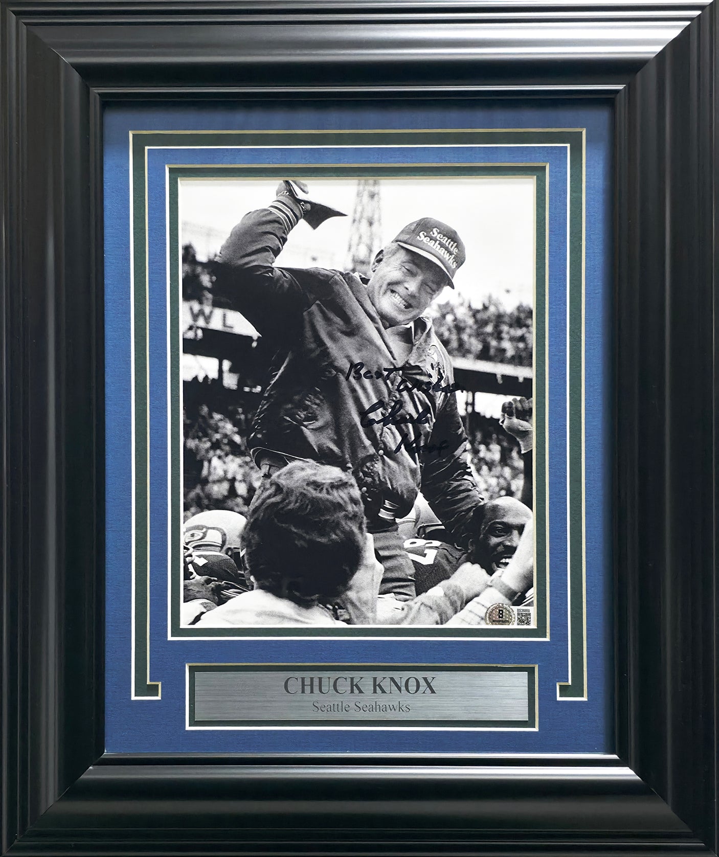 Chuck Knox Autographed Framed 8x10 Photo Seattle Seahawks "Best Wishes" Beckett BAS QR #BS36859