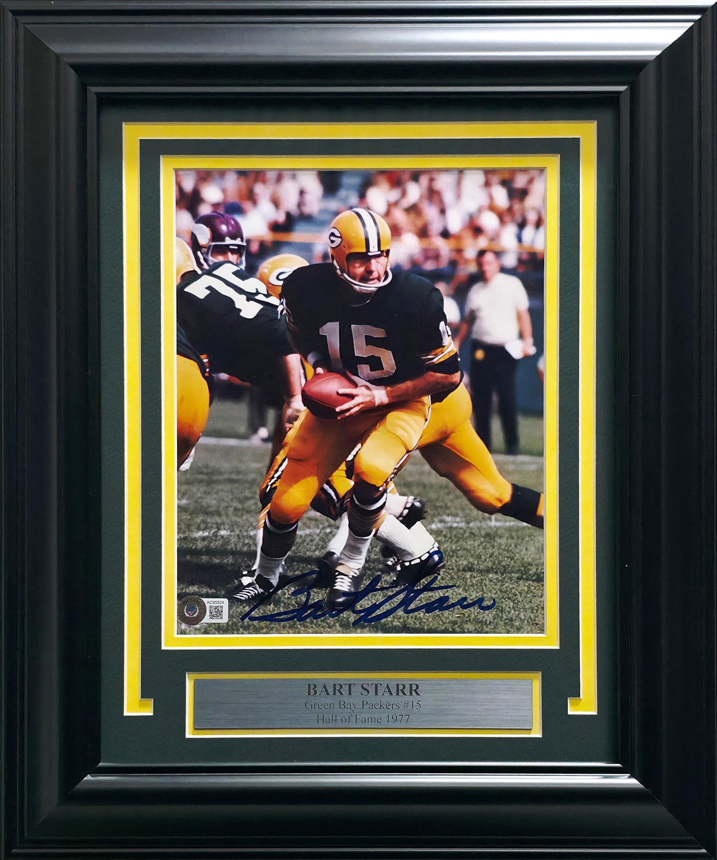Bart Starr Autographed Framed 8x10 Photo Green Bay Packers Beckett BAS #AC95524