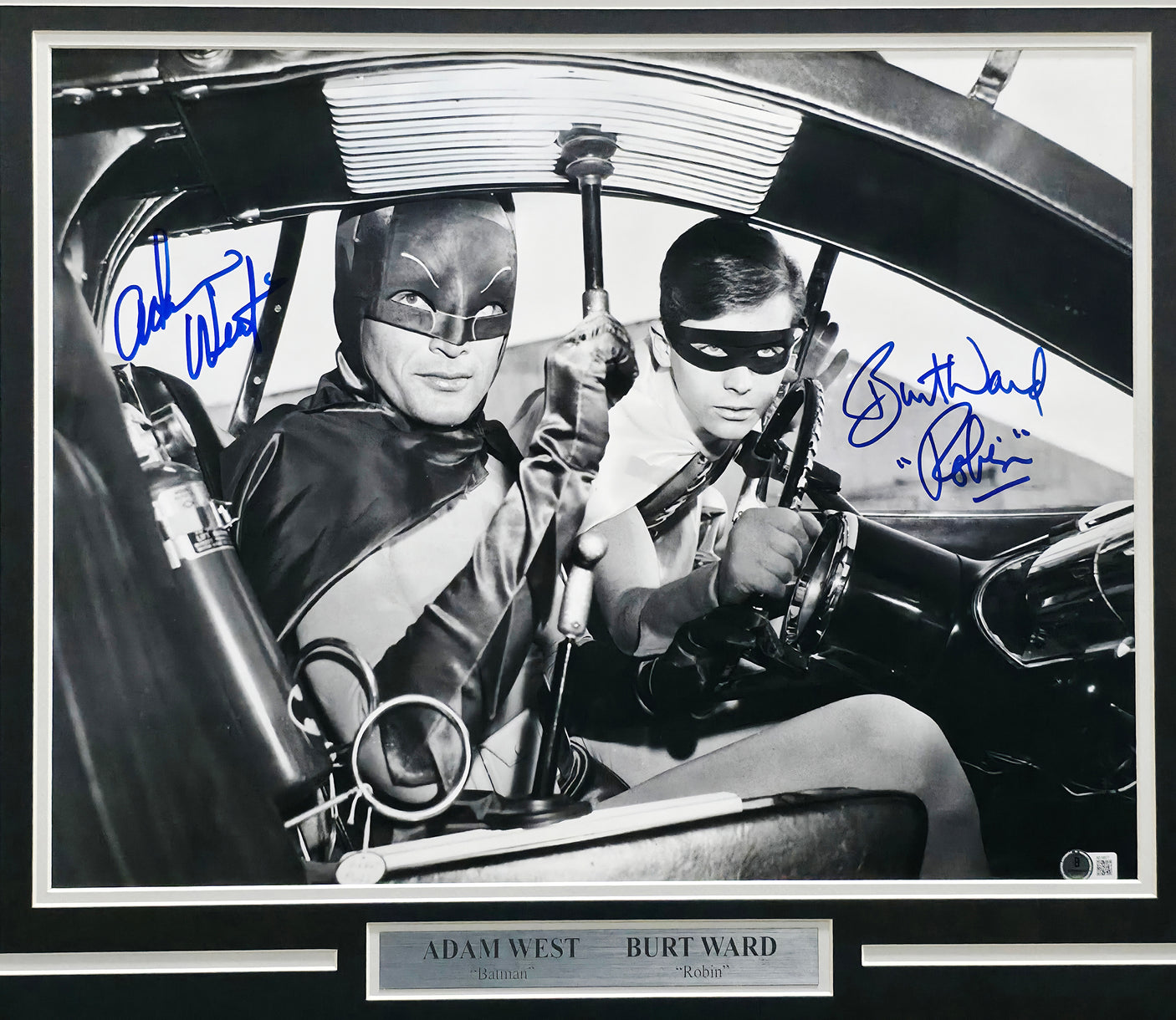 Adam West & Burt Ward Autographed Framed 16x20 Photo Batman & Robin Beckett BAS #AE16677