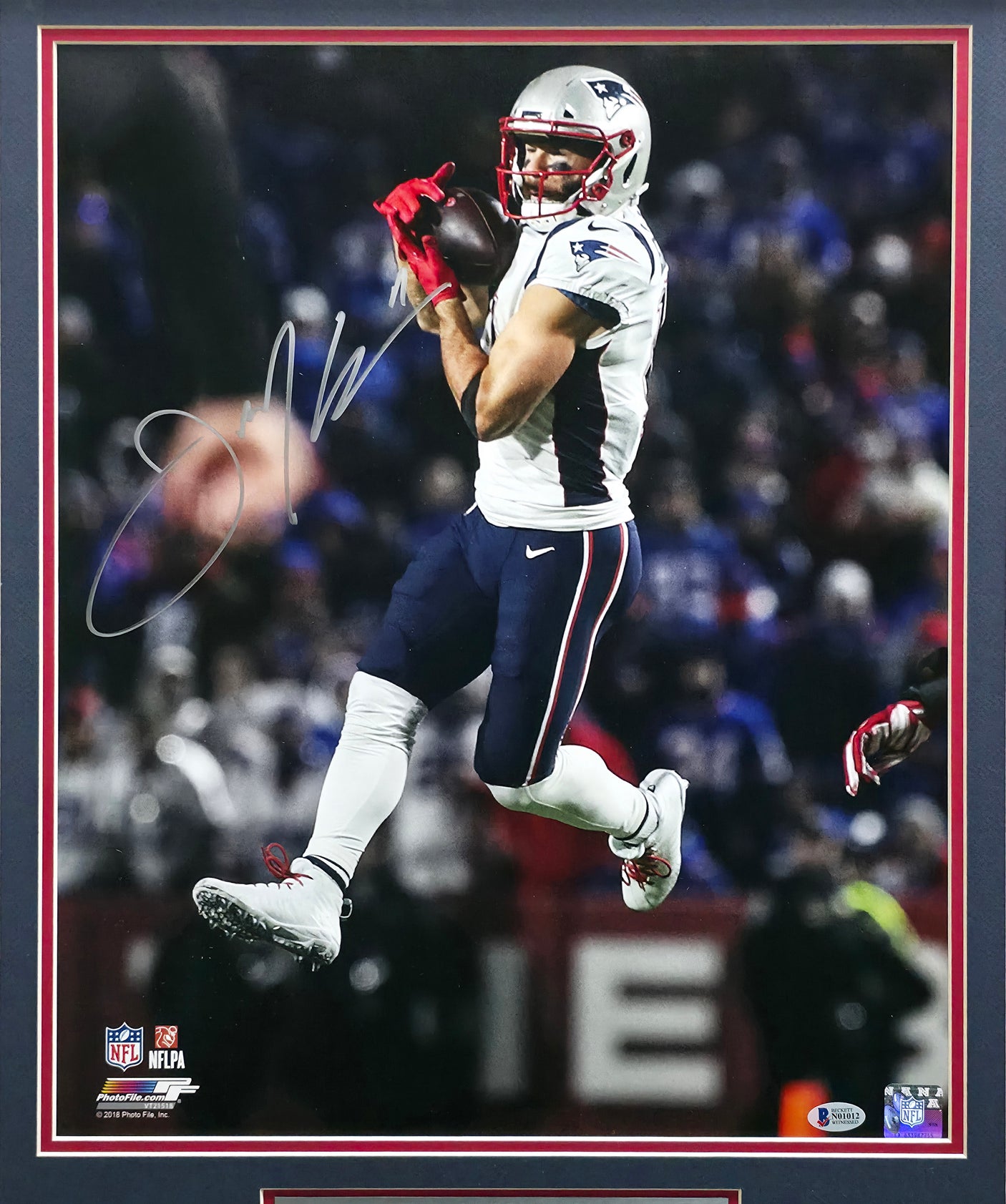 Julian Edelman Autographed Framed 16x20 Photo New England Patriots Beckett BAS #N01012