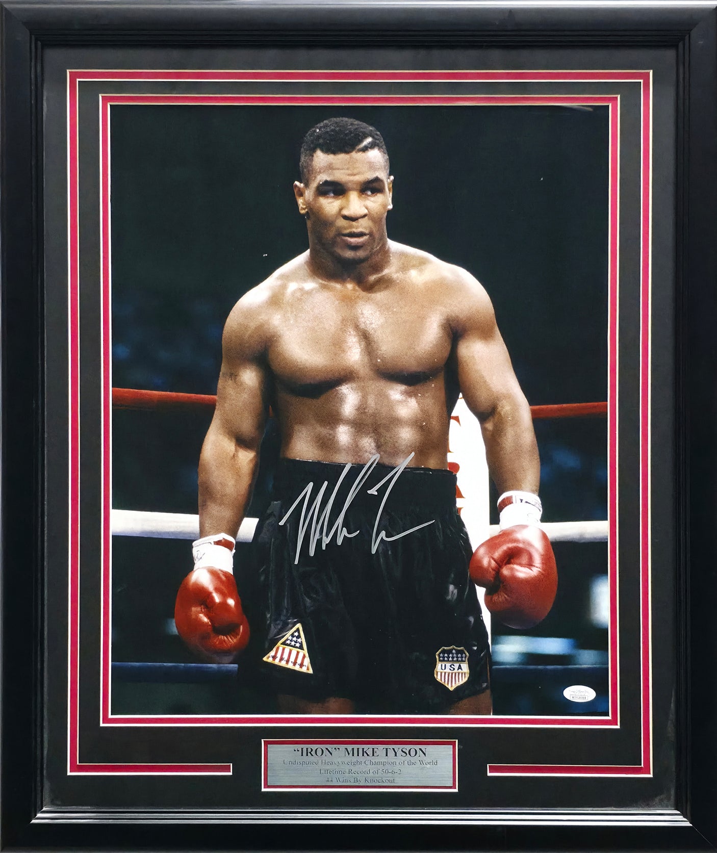 Mike Tyson Autographed Framed 16x20 Photo (Dents) JSA #WIT135169