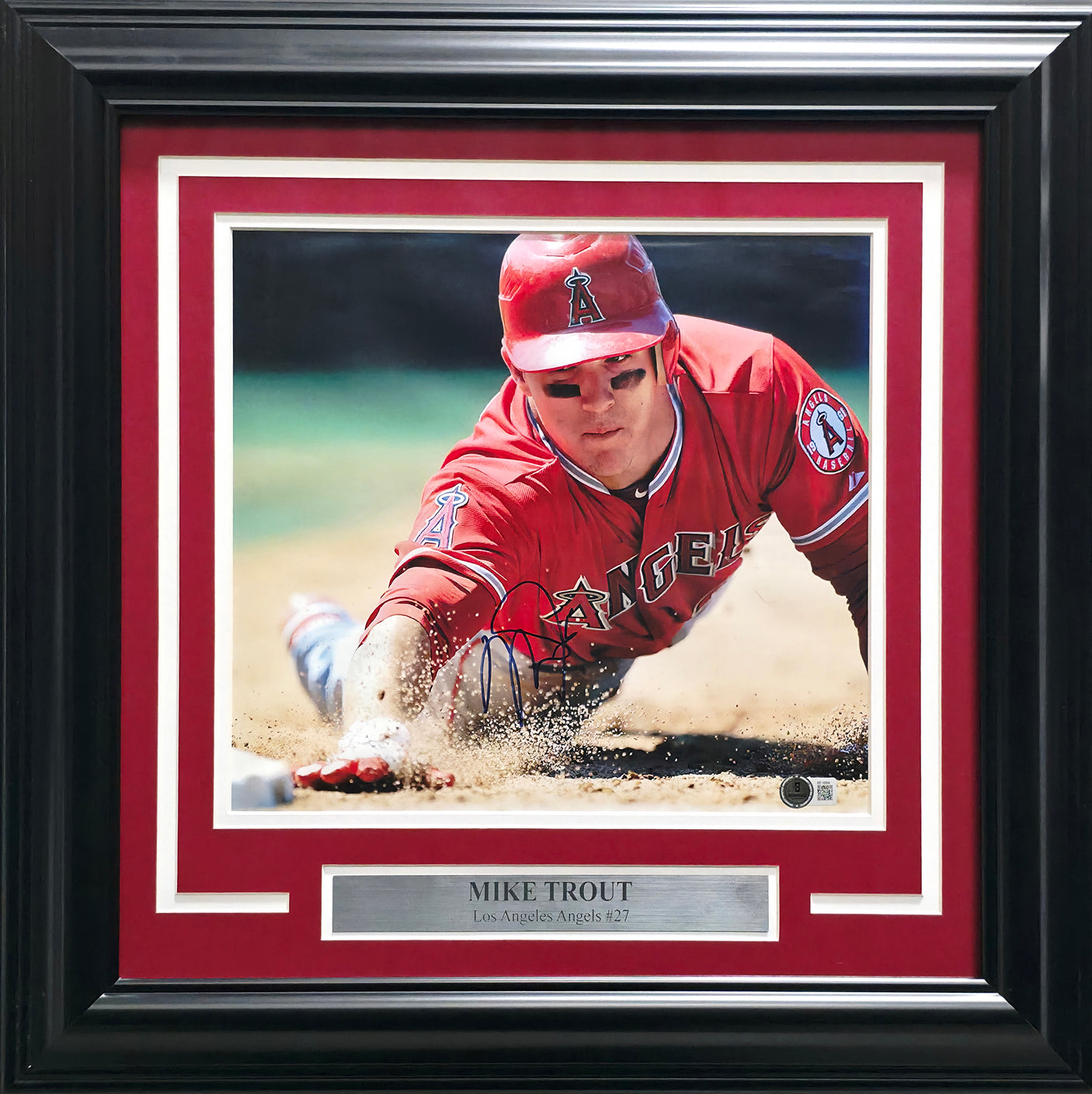 Mike Trout Autographed Framed 11x12 Photo Los Angeles Angels Beckett BAS #AE16564