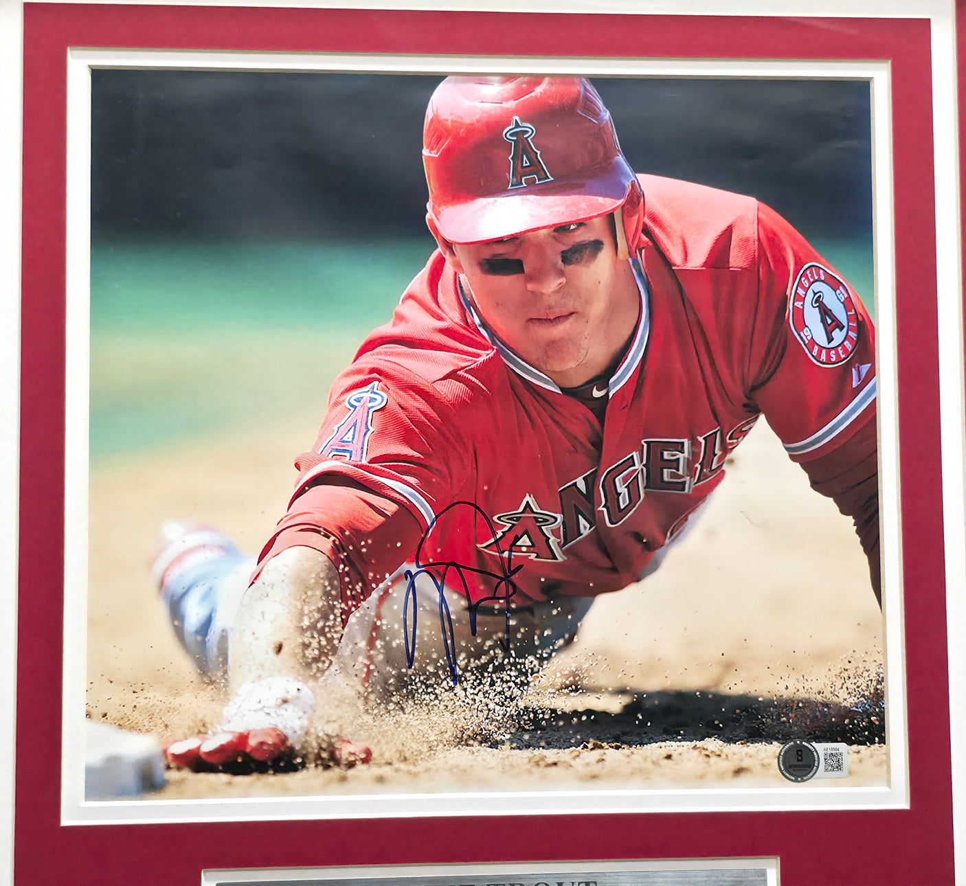 Mike Trout Autographed Framed 11x12 Photo Los Angeles Angels Beckett BAS #AE16564